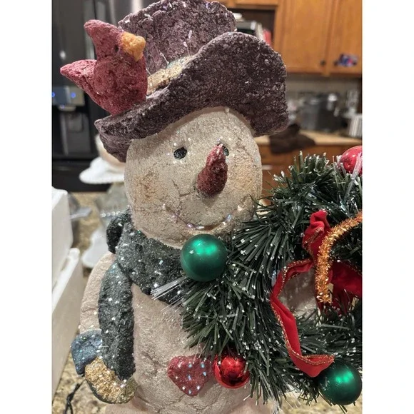 Fiber Optic Snowman 19" Wreath Birds w/BoxTarget Christmas Lights Up Perfectly